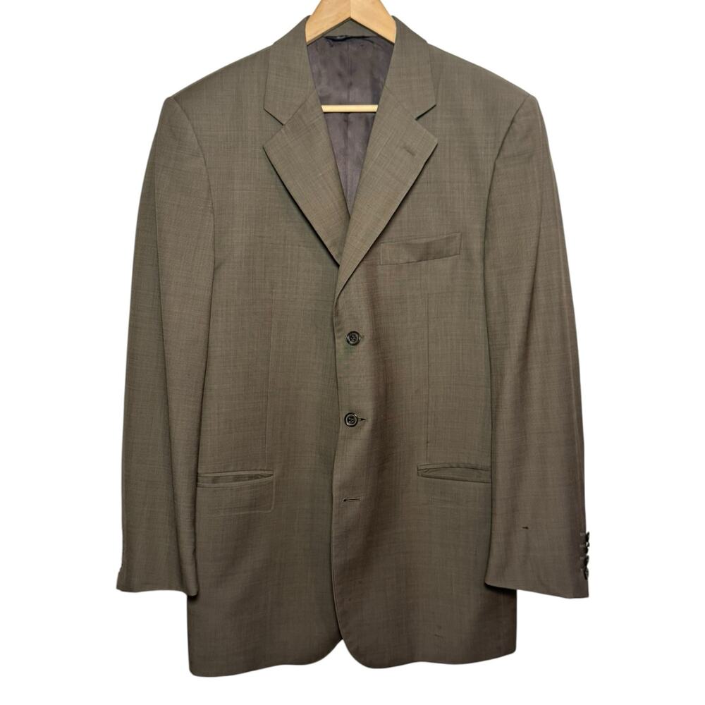 Barneys New York 100% Virgin Wool Tan 40R Made in Italy Vintage Blazer Jacket